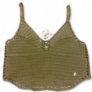 American Eagle Crochet Knit Tank Top Green Size Small NWT
